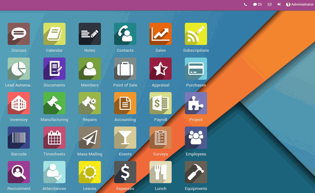 Odoo 12 企業版主選單