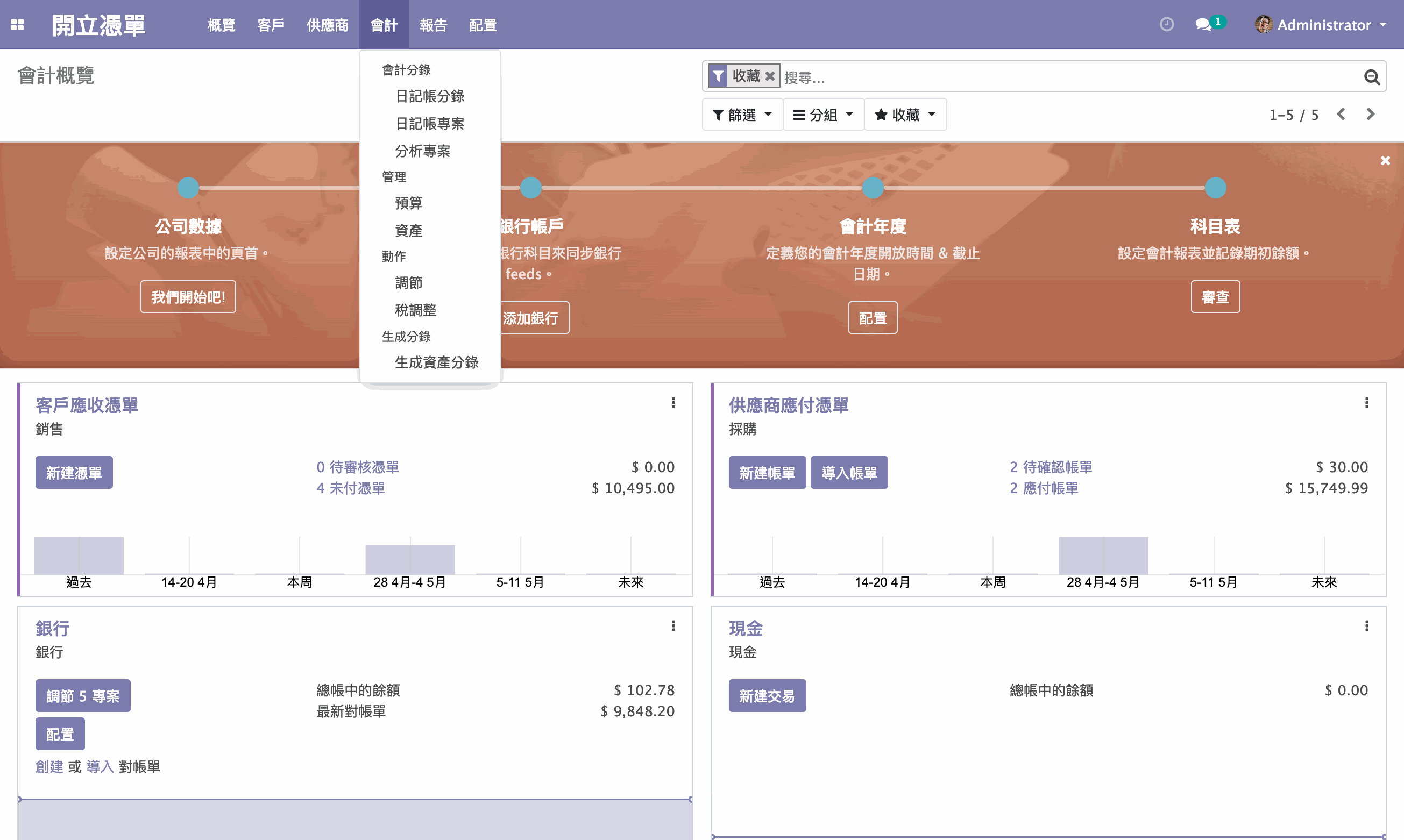 Odoo 財會儀表板